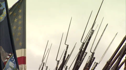 Civil war guns at point Stock Footage 39973229