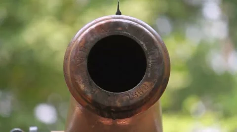 Civil war Napoleon Cannon fires directly at camera Stock Footage 7902458