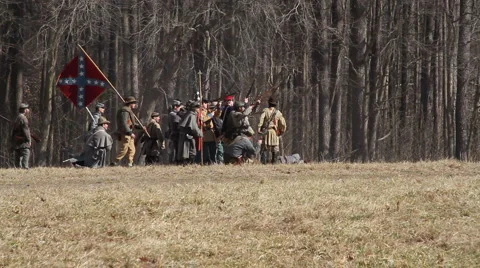 Civil War Reenactment Battle Stock Footage 2974209