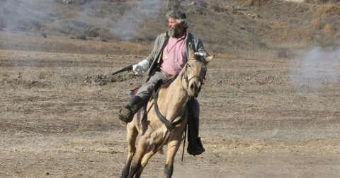 Civil War Reenactment Confederate Cavalry Charge Stock Footage 57271753