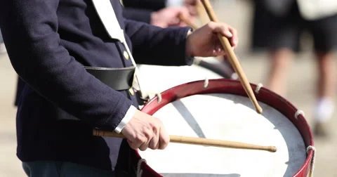Civil War Reenactment Drums with No Sound Stock Footage