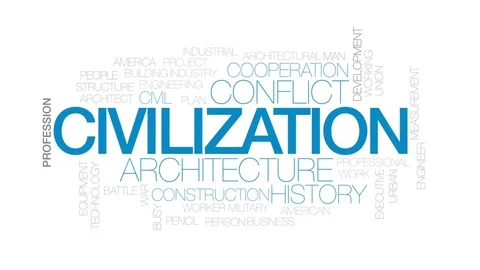 Civilization animated word cloud, text design animation. Kinetic typography. Stock Footage 77268425