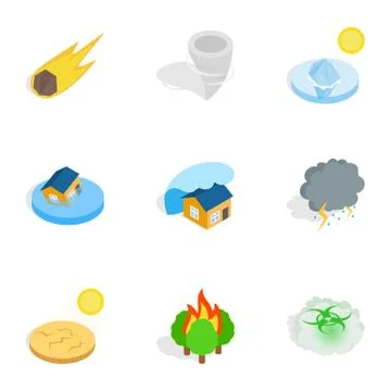 Civilization negative effects icons Stock Illustration