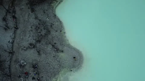 Ciwidey Volcanic Crater, West Java. Mountain Drone Climbing Acid Blue Lake. 스톡 동영상 266072620