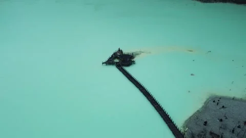 Ciwidey Volcanic Crater, West Java. Mountain Drone Climbing Acid Blue Lake. 스톡 동영상 266096620