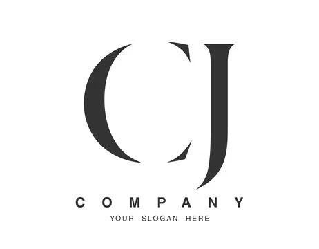 CJ logo design. Initial letter c and j serif font style. Creative classic c.. Stock Illustration