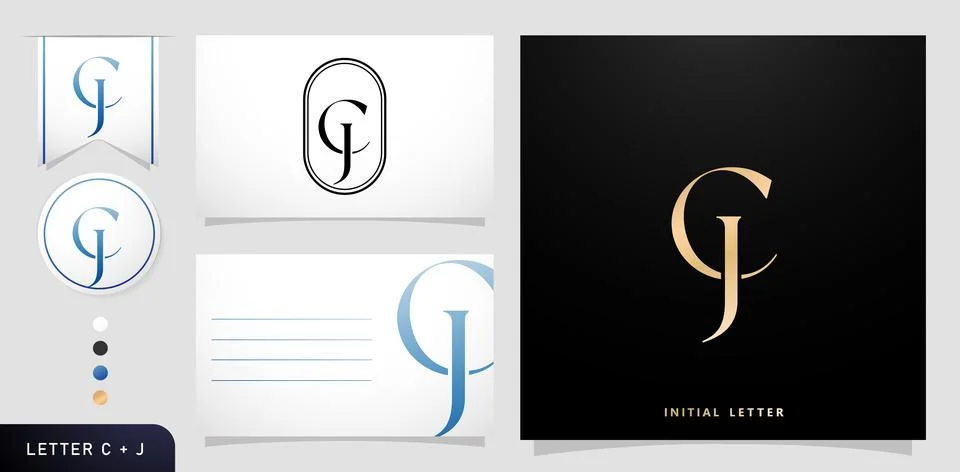 CJ Monogram Letter Stock Illustration