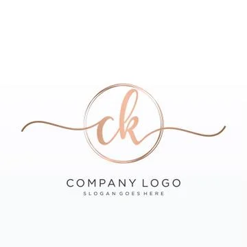 CK Initial handwriting logo design Stock Illustration