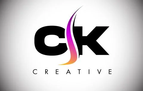 CK Letter Logo Design with Creative Shoosh and Modern Look Stock Illustration