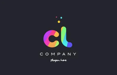 Cl c l  colored rainbow creative colors alphabet letter logo icon Stock Illustration