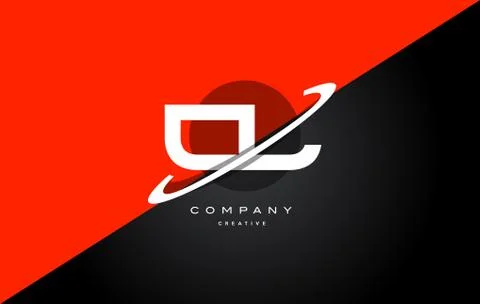 Cl c l  red black technology alphabet company letter logo icon Stock Illustration