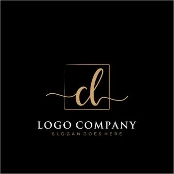 CL Initial handwriting logo with rectangle template vector Stock Illustration