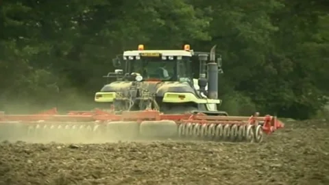 Claas Tractor Cultivating Stock Footage 219440504