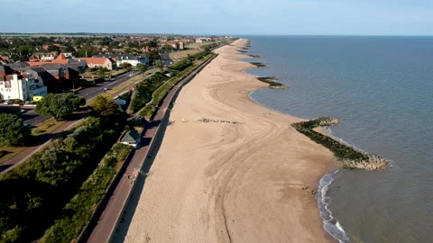 Clacton on Sea - Beach - Drone Stock-Footage 133034231