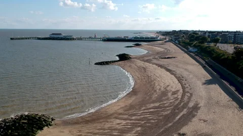 Clacton on Sea - Beach - Drone Stock-Footage 133038245