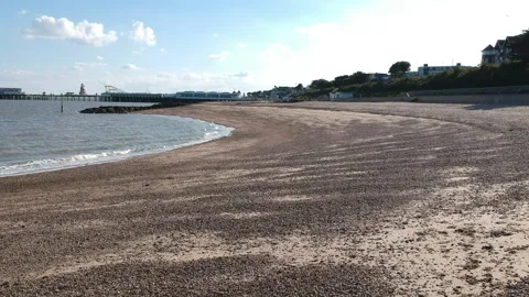 Clacton on Sea - Beach - Drone taking off Stock-Footage 133040985