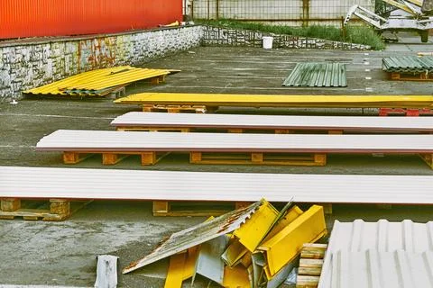 Cladding sheets profiles ready for sale from stock.Prepared for construction Stock Photos