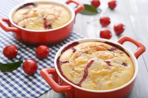 Clafoutis with cherries Stock Photos