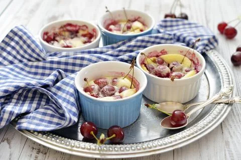 Clafoutis with cherries Stock Photos