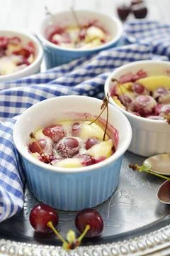 Clafoutis with cherries Stock Photos