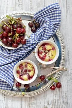 Clafoutis with cherries Stock Photos