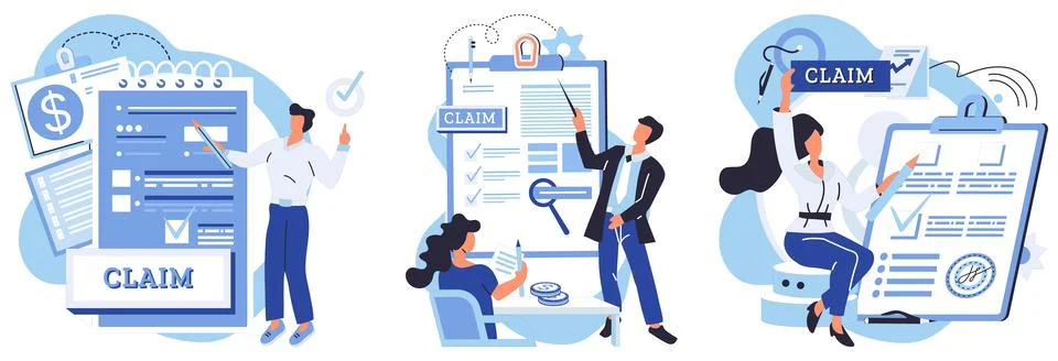 Claim application. A claim application concept guides you through process. Make Stock Illustration