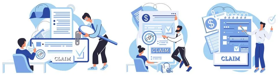 Claim application. Completing application form is critical step in applying for Stock Illustration