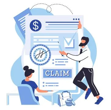 Claim application. Examining each checkbox is essential for complete application Illustrazione stock