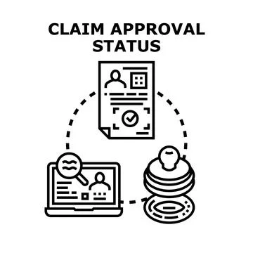 Claim approval status process with document and digital review Stock Illustration