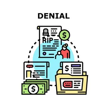 Claim denial process for insurance or inheritance Stock Illustration