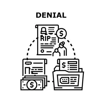 Claim denial process for insurance or inheritance Stock Illustration