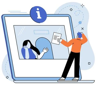 Claim documents, person submits reply to controller for data verification Stock Illustration