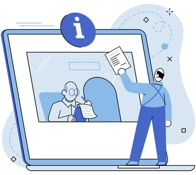 Claim documents, person submits reply to controller for data verification Stock Illustration