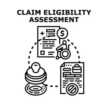 Claim eligibility assessment process for benefits and compensation Stock Illustration