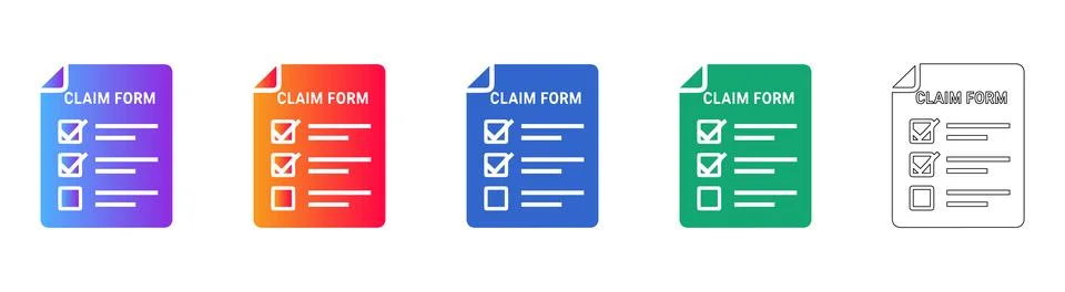 Claim Form Document Icons with Checkboxes Illustrazione stock
