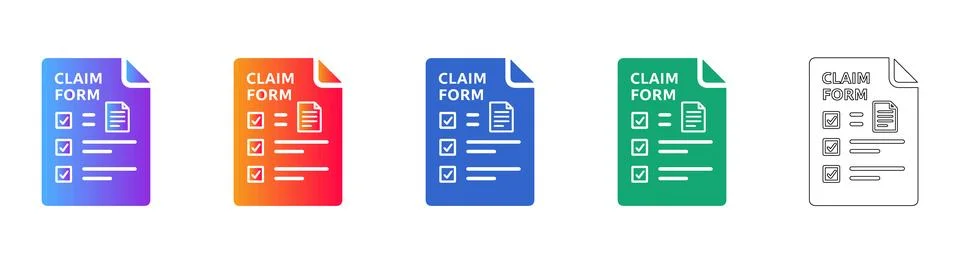 Claim Form Document Icons Set Stockillustratie