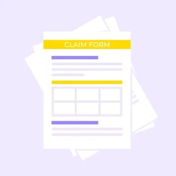 Claim form paper sheets isolated on gray background flat style design vector Stock Illustration