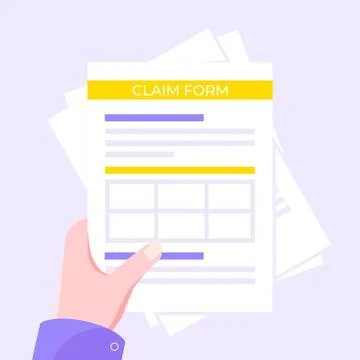 Claim form paper sheets isolated on gray background flat style design vector Stock Illustration
