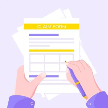 Claim form paper sheets isolated on gray background flat style design vector Stock Illustration