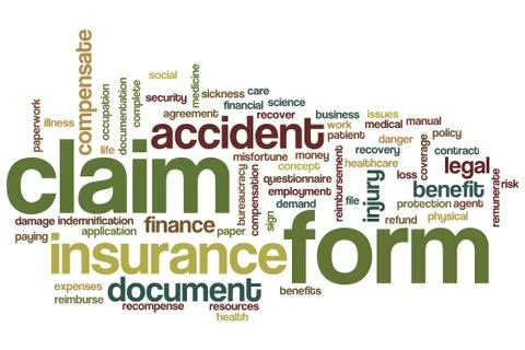 Claim form word cloud Illustrazione stock