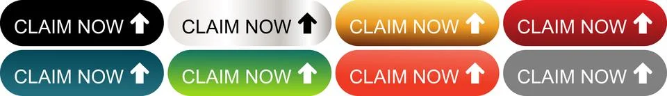 Claim Now Call to Action Button Collection with Up Arrow Icons Stock Illustration