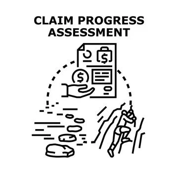 Claim progress assessment evaluating business development goals Stock Illustration