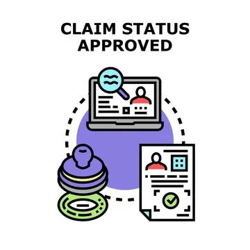 Claim status approval process concept presenting official validation Stock Illustration