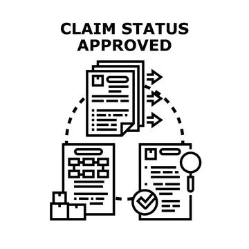 Claim status approved paperwork processing concept Stock Illustration