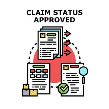 Claim status approved paperwork processing concept Stock Illustration