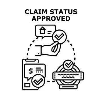 Claim status approved process completing success confirmation イラスト素材