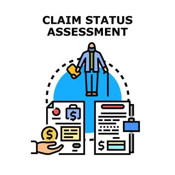 Claim status assessment with elderly man and documents Stockillustratie