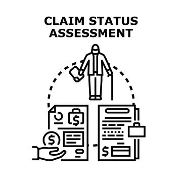Claim status assessment with elderly man and documents Stockillustratie