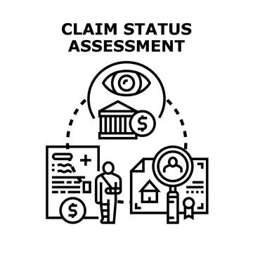 Claim status assessment evaluating insurance and financial services Stock Illustration