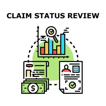 Claim status review concept with document and finance Stock Illustration
